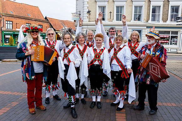 Members of the Hoxon Hundred Folk Club see in 1st May at Harlest
