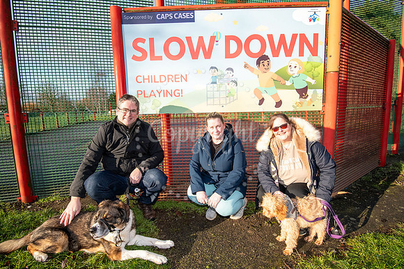 NJ Hyperion Way, Studlands Park, Newmarket Residents with a sign