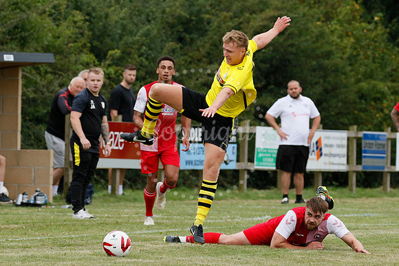 Football action from Scole United vs Norwich CEYMS