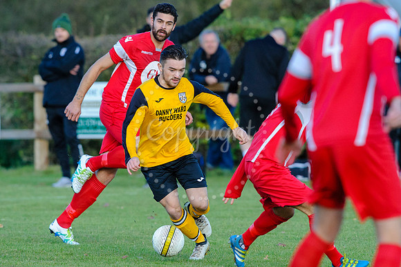 Football action from Scole United v Sheringham