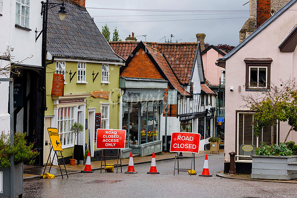 St Nicholas Street in Diss which has been closed after flash flo