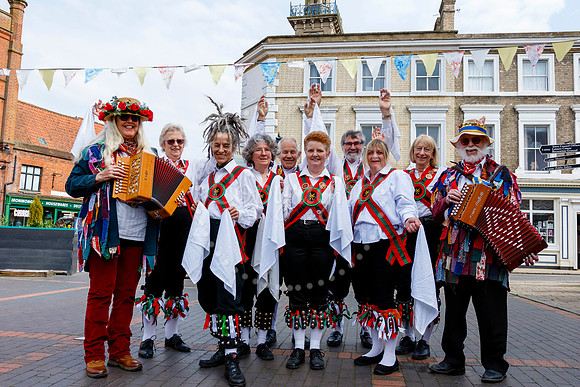 Members of the Hoxon Hundred Folk Club see in 1st May at Harlest