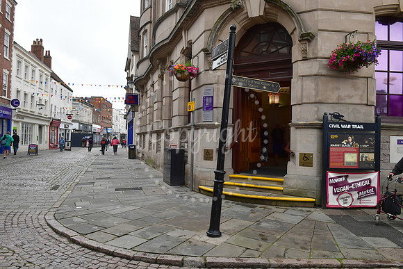 Loose paving slabs at Newark Market Place