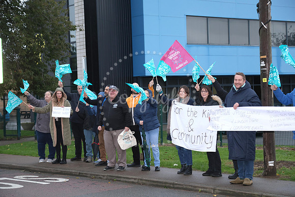 Teacher strike - The Deeoings School, Deeping St. James, Lincolnshire, on 1st October, 2024.