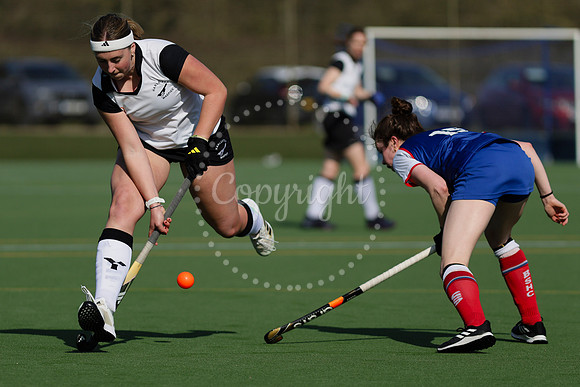 Hockey action from Harleston Magpies Ladies’ II hosting Bishop’s Stortford I