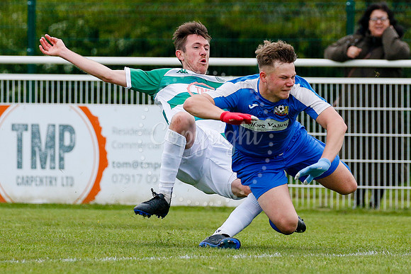 Football action from Framlingham Town versus Cornard United