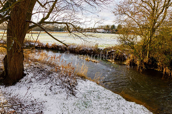 Snowfall in the Norfolk/Suffolk border village of Homersfield