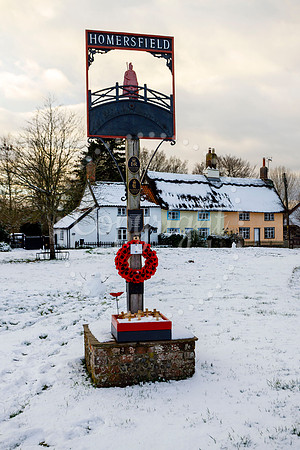 Snowfall in the Norfolk/Suffolk border village of Homersfield