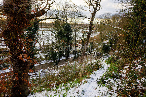 Snowfall in the Norfolk/Suffolk border village of Homersfield