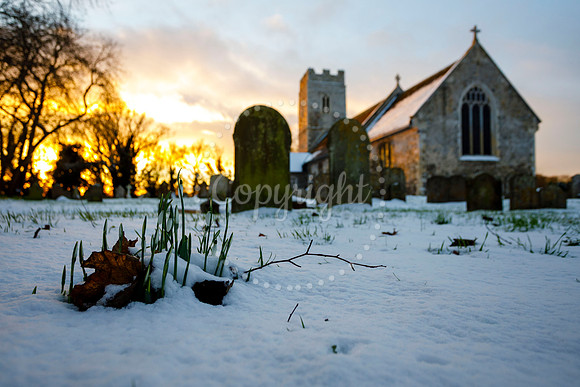 Snowfall in the Norfolk/Suffolk border village of Homersfield