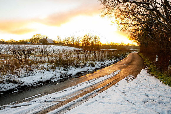 Snowfall in the Norfolk/Suffolk border village of Homersfield
