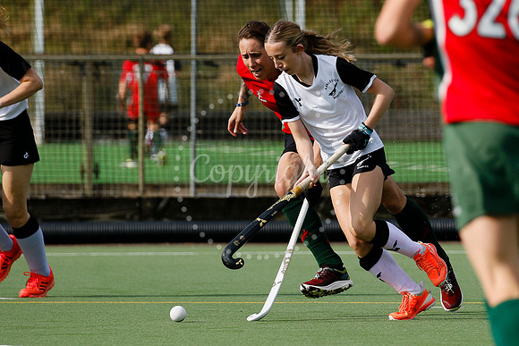 Hockey action from Harleston Magpies Ladies’ III vs Norwich Dr
