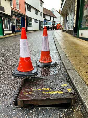St Nicholas Street in Diss which has been closed after flash flo
