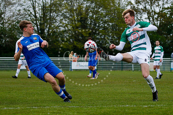 Football action from Framlingham Town versus Cornard United