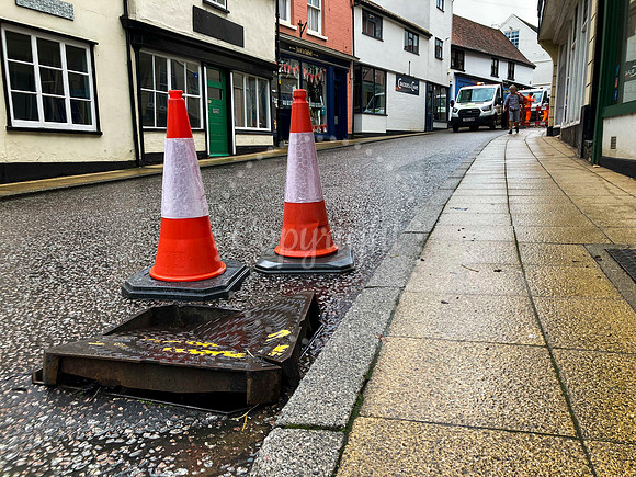 St Nicholas Street in Diss which has been closed after flash flo