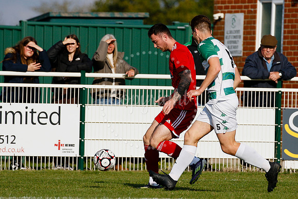 Football action from Framlingham Town vs Haverhill Borough
