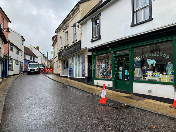 St Nicholas Street in Diss which has been closed after flash flo