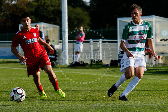 Football action from Framlingham Town vs Haverhill Borough