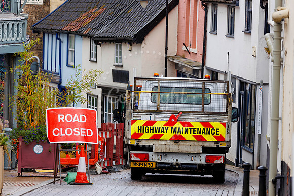 St Nicholas Street in Diss which has been closed after flash flo