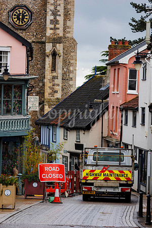 St Nicholas Street in Diss which has been closed after flash flo