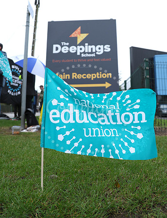 Teacher strike - The Deeoings School, Deeping St. James, Lincolnshire, on 1st October, 2024.