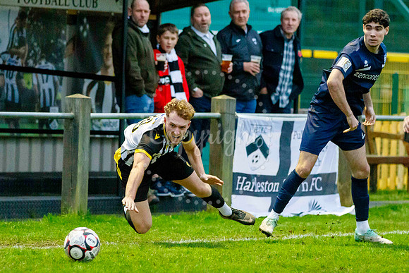 Football action from Harleston vs Bramtham Athletic