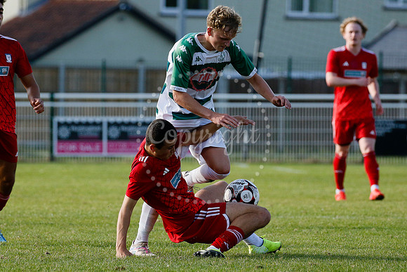 Football action from Framlingham Town vs Haverhill Borough
