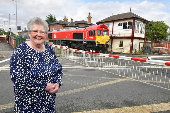 Sue Saddinton at Newark Castle Level Crossing