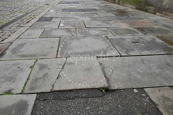 Loose paving slabs at Newark Market Place
