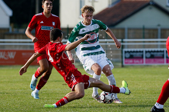 Football action from Framlingham Town vs Haverhill Borough