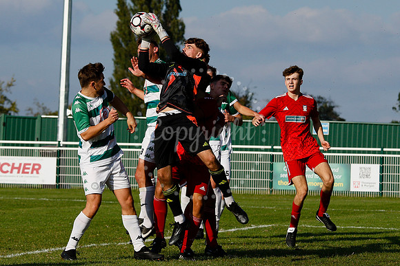 Football action from Framlingham Town vs Haverhill Borough