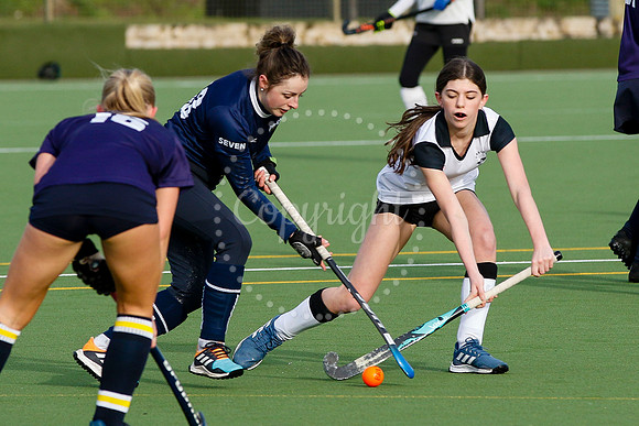 Hockey action from Harleston Magpie Women’s V Ipswich IV