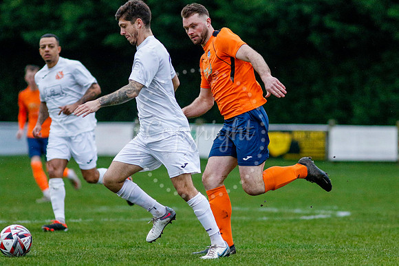Football action from Diss Town vs Holland FC