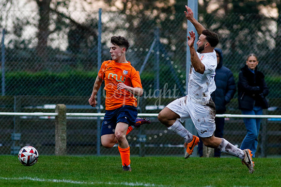 Football action from Diss Town vs Holland FC