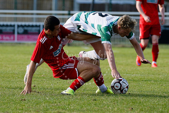 Football action from Framlingham Town vs Haverhill Borough