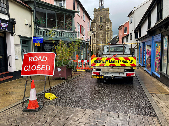 St Nicholas Street in Diss which has been closed after flash flo