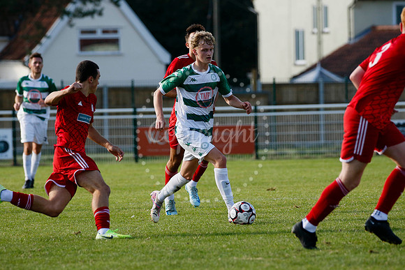 Football action from Framlingham Town vs Haverhill Borough