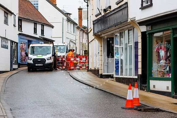 St Nicholas Street in Diss which has been closed after flash flo