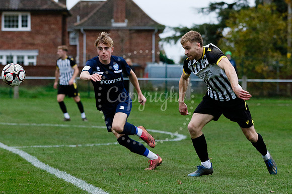 Football action from Harleston vs Bramtham Athletic