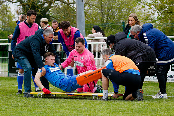 Football action from Framlingham Town versus Cornard United