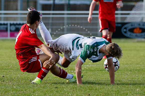 Football action from Framlingham Town vs Haverhill Borough