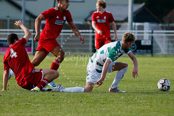 Football action from Framlingham Town vs Haverhill Borough