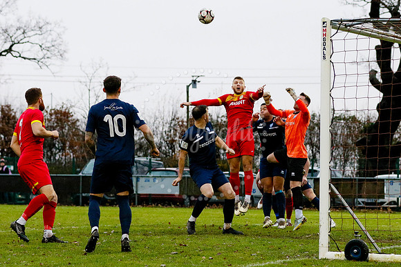Football action from Walsham-le-Willows vs  Brantham Athletic in