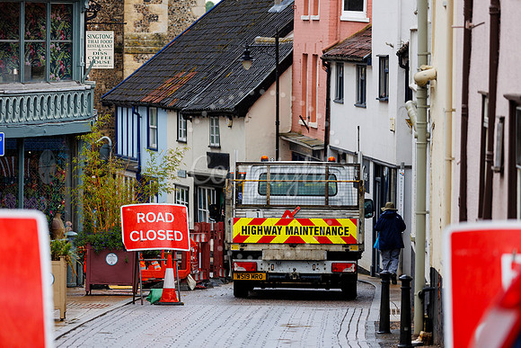 St Nicholas Street in Diss which has been closed after flash flo