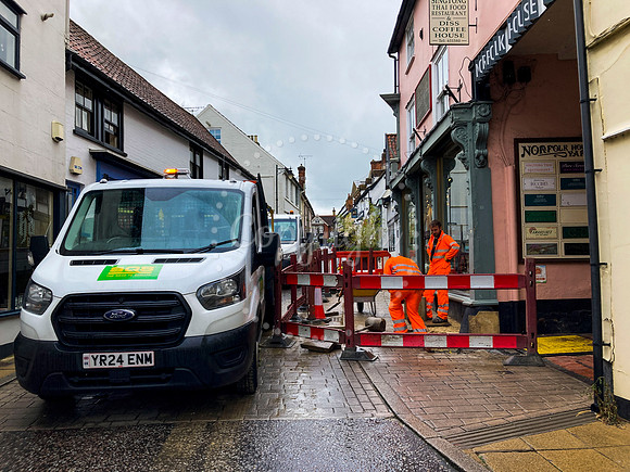 St Nicholas Street in Diss which has been closed after flash flo