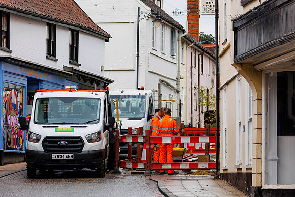 St Nicholas Street in Diss which has been closed after flash flo