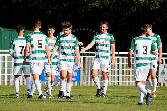 Football action from Framlingham Town vs Haverhill Borough