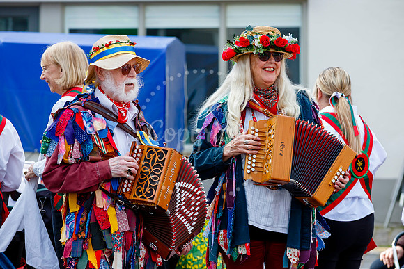 Members of the Hoxon Hundred Folk Club see in 1st May at Harlest