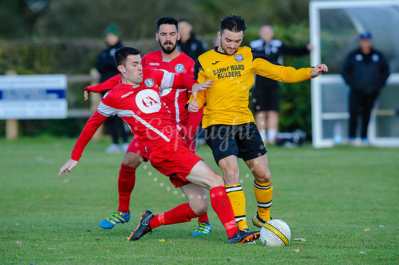 Football action from Scole United v Sheringham