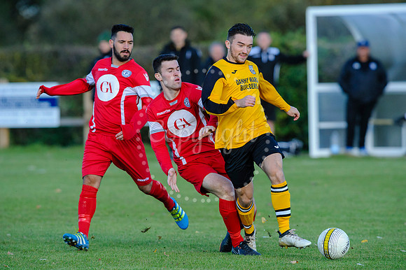 Football action from Scole United v Sheringham